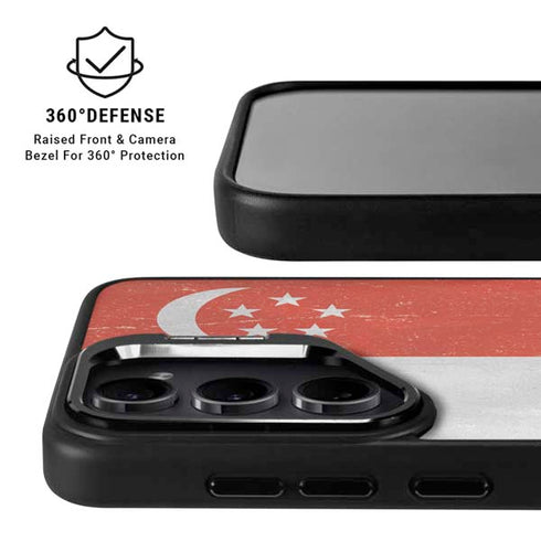 Singapore Flag Distressed Galaxy S25 Kickstand Case